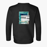 Black toddler sweatshirt with a surf graphic on back