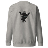 Premium sweatshirt backside with a shaka sign on the back of it