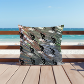 Surfer's Paradise Throw Pillow on deck outside by beach