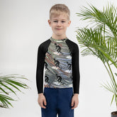 Kids Surfer Paradise Rash Guard: Mini Surfers & Palm Trees