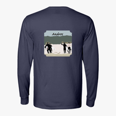 Backside of the Stoked Garment-Dyed Long Sleeve T-Shirt in anchor slate