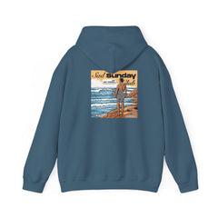Product photo of a heavy blend hoodie in indigo blue