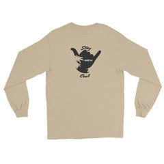 Long sleeve t-shirt in sand with a shaka sign on the back