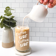 16oz Can shaped glass with words Coffee Surf Coffee Surf