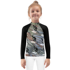 Kids Surfer Paradise Rash Guard: Mini Surfers & Palm Trees